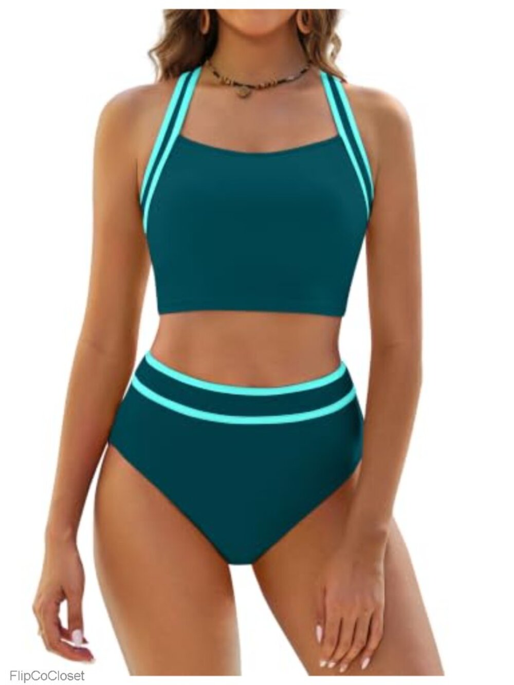 High Waisted Bikini Set Two Piece Swimsuit Sporty Bathing Suit